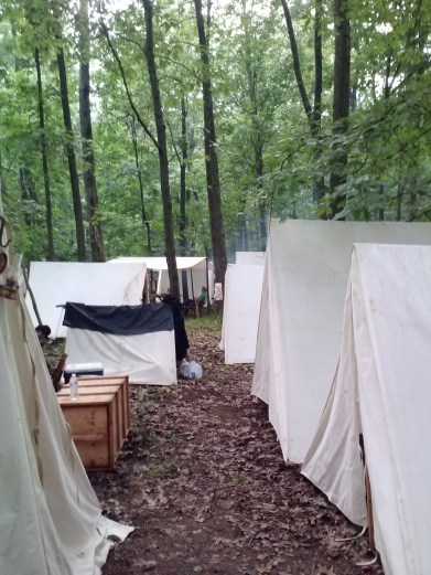 One of the only pictures I have from Gettysburg. Our camp was right in the middle of the woods! (And yes, there's a plastic water bottle in the pic, it was before the event  officially started.)
