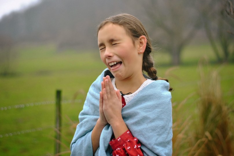 I told Haley to pretend she was a "poor, cold, starving orphan" and this is what she came up with  (photo by me)