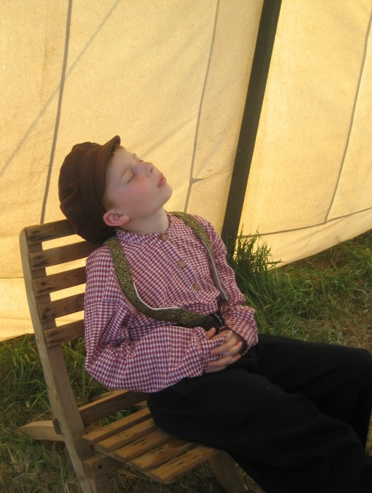 Mason tuckered out (he's actually faking here)