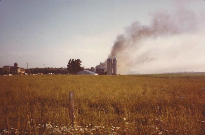 Our farm would look idyllic, if it wasn't for the cloud of smoke pouring from our barn